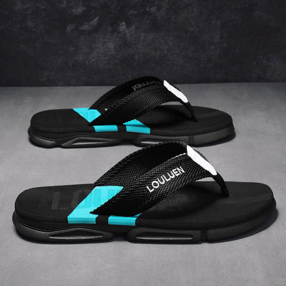 Men's Flip Flops: 4 Colors, EVA-PVC Blend, Comfort & Style for Summer Beach & Daily Wear(Black-green-45)