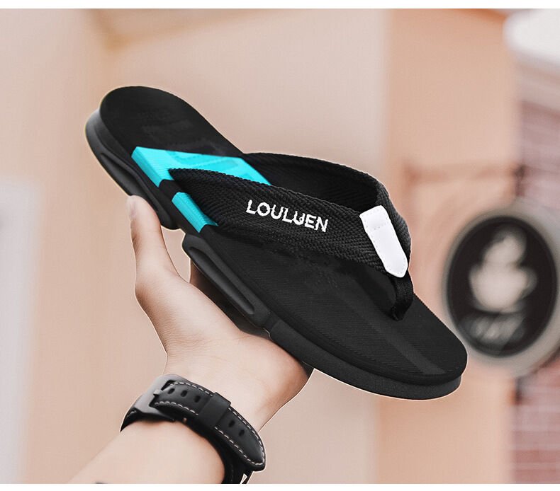 Men's Flip Flops: 4 Colors, EVA-PVC Blend, Comfort & Style for Summer Beach & Daily Wear(Black-green-45) - Image 3