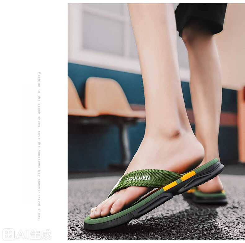 Men's Flip Flops: 4 Colors, EVA-PVC Blend, Comfort & Style for Summer Beach & Daily Wear(Green-44) - Image 3