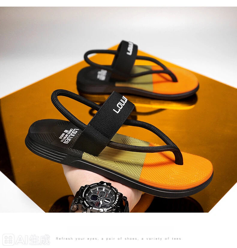 Men's Outdoor Non-Slip Sandals, EVA Lightweight Thick-Sole Beach Slippers for Casual & Sports(black-39) - Image 5