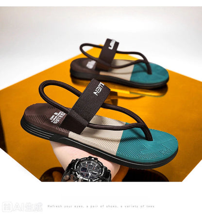 Men's Outdoor Non-Slip Sandals, EVA Lightweight Thick-Sole Beach Slippers for Casual & ports(brown-39) - Image 5