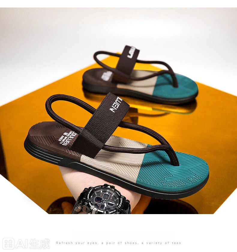 Men's Outdoor Non-Slip Sandals, EVA Lightweight Thick-Sole Beach Slippers for Casual & ports(brown-40) - Image 5