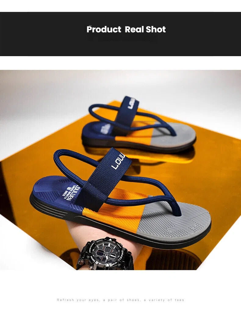 Men's Outdoor Non-Slip Sandals, EVA Lightweight Thick-Sole Beach Slippers for Casual & Sports(dark blue-42) - Image 4