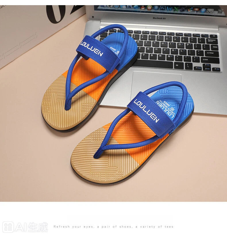 Men's Outdoor Non-Slip Sandals, EVA Lightweight Thick-Sole Beach Slippers for Casual & Sports(royal blue-40) - Image 5