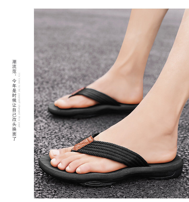 Men's Outdoor Non-Slip Flip Flops, 6 Colors EVA Lightweight Thick-Sole Beach Sandals for Casual & Sports(black-42) - Image 3