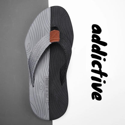 Men's Outdoor Non-Slip Flip Flops, 6 Colors EVA Lightweight Thick-Sole Beach Sandals for Casual & Sports(black and gray-45)