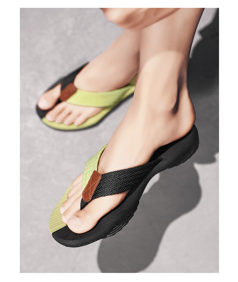 Men's Outdoor Non-Slip Flip Flops, 6 Colors EVA Lightweight Thick-Sole Beach Sandals for Casual & Sports(black and green-40) - Image 4