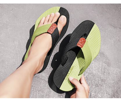 Men's Outdoor Non-Slip Flip Flops, 6 Colors EVA Lightweight Thick-Sole Beach Sandals for Casual & Sports(black and green-42) - Image 3