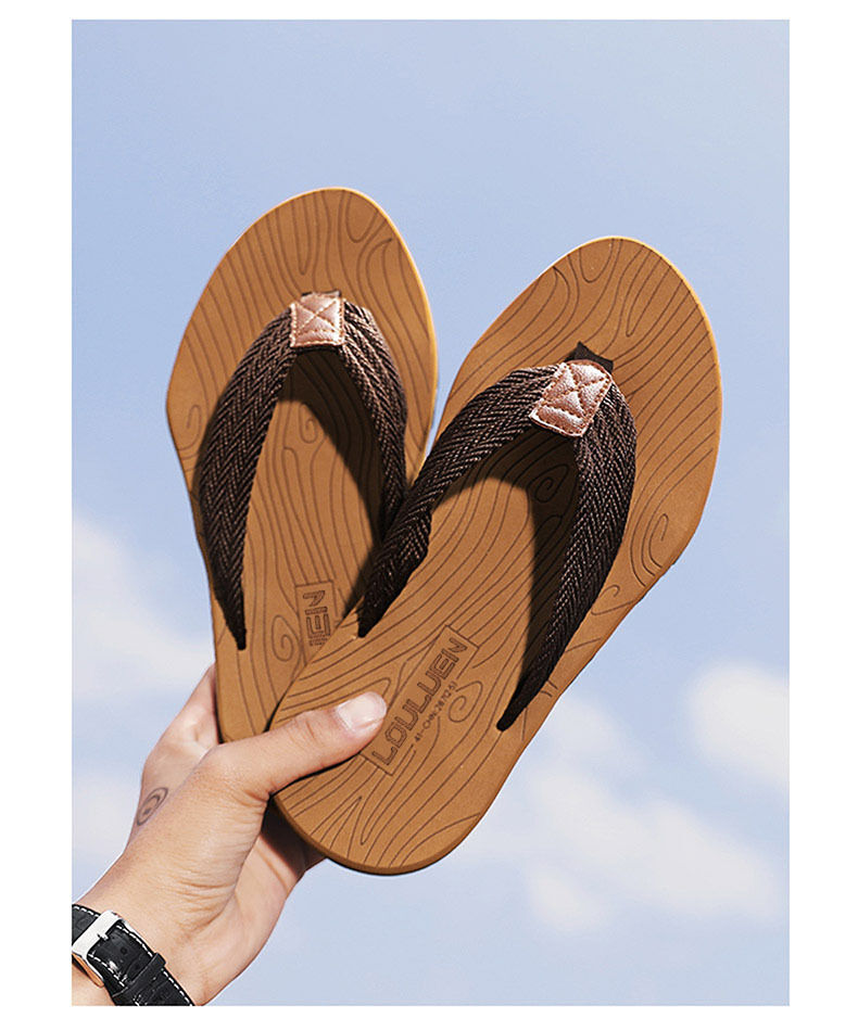 Men's Outdoor Non-Slip Flip Flops, 6 Colors EVA Lightweight Thick-Sole Beach Sandals for Casual & Sports(khaki-39) - Image 5