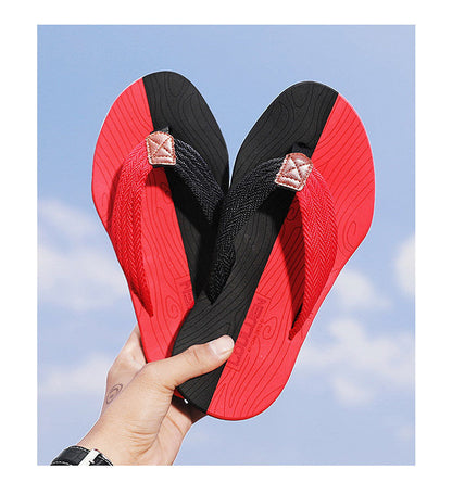 Men's Outdoor Non-Slip Flip Flops, 6 Colors EVA Lightweight Thick-Sole Beach Sandals for Casual & Sports(red and black-39) - Image 4