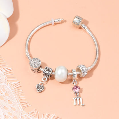 Constellation Heart Crystal Charm Bracelet(silver-toned,19cm) - Image 4