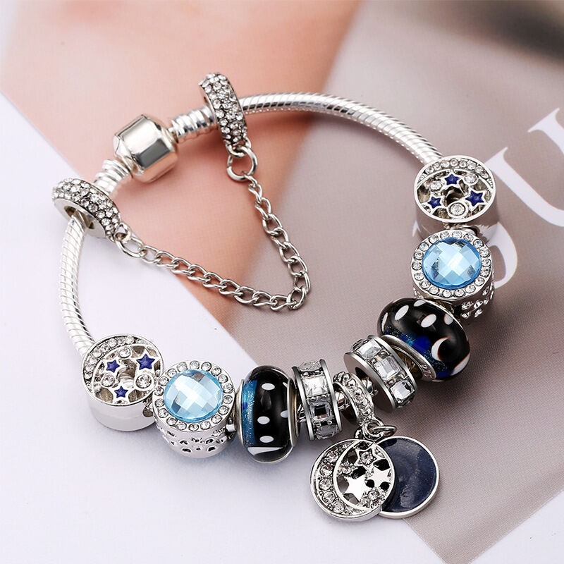 Blue Starry Sky Charm Bracelet with Moon & Star Pendant(18cm) - Image 5
