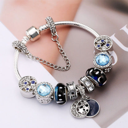 Blue Starry Sky Charm Bracelet with Moon & Star Pendant(18cm) - Image 5