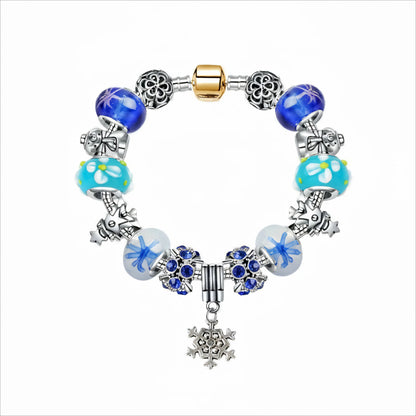 Christmas Snowman & Pine Tree Bead Bracelet with Snowflake Pendant Bracelet(19cm) - Image 5