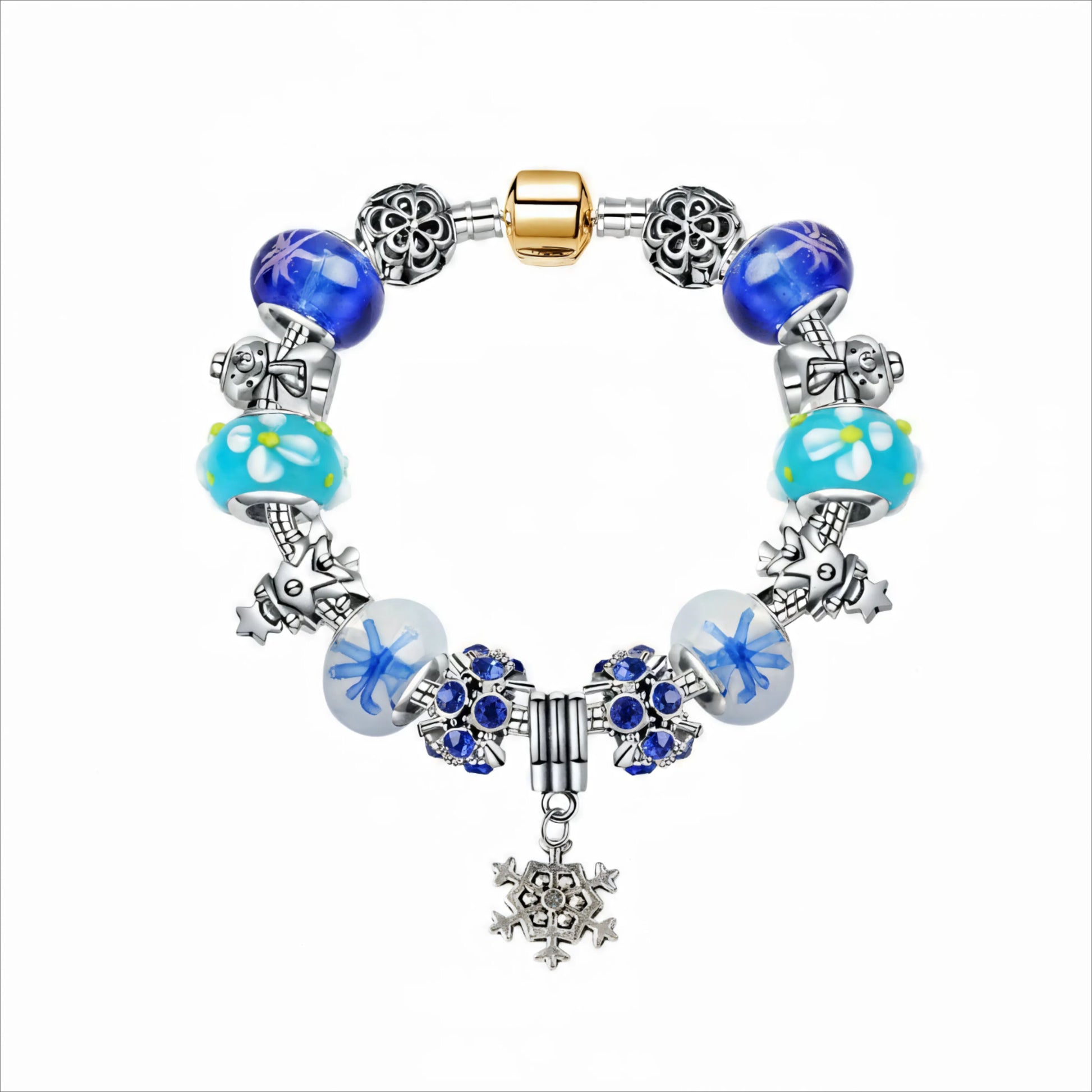 Christmas Snowman & Pine Tree Bead Bracelet with Snowflake Pendant Bracelet(20cm) - Image 5