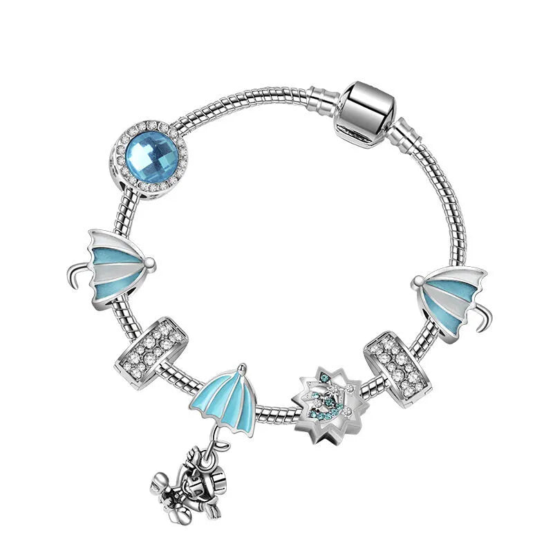 Anime Character Colorful Umbrella Alloy Charm Bracelet with Rhinestones(18cm)