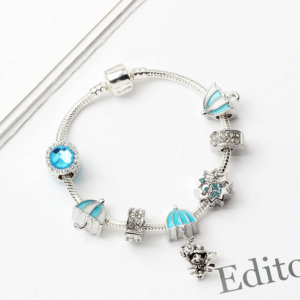 Anime Character Colorful Umbrella Alloy Charm Bracelet with Rhinestones(18cm) - Image 2