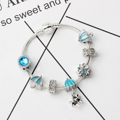 Anime Character Colorful Umbrella Alloy Charm Bracelet with Rhinestones(18cm) - Image 3