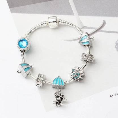 Anime Character Colorful Umbrella Alloy Charm Bracelet with Rhinestones(18cm) - Image 4