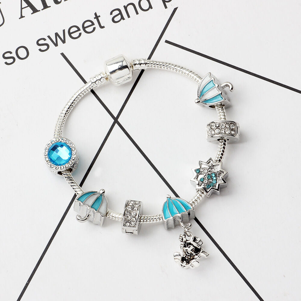 Anime Character Colorful Umbrella Alloy Charm Bracelet with Rhinestones(19cm) - Image 3