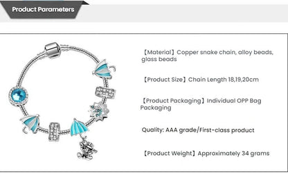 Anime Character Colorful Umbrella Alloy Charm Bracelet with Rhinestones(20cm) - Image 5