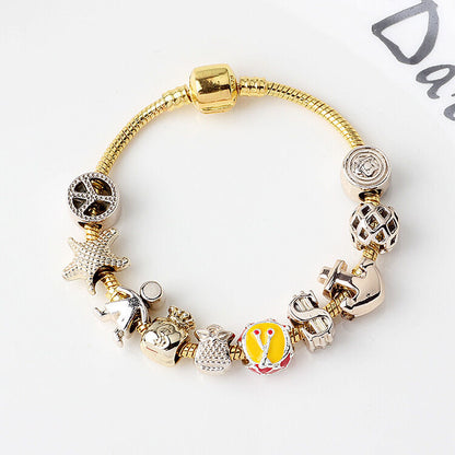 Golden Tropical Marine Life Anchor Money Bag Dollar Bead Bracelet(18cm) - Image 2