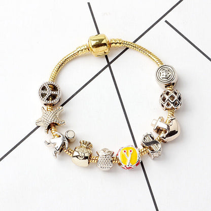 Golden Tropical Marine Life Anchor Money Bag Dollar Bead Bracelet(18cm) - Image 4