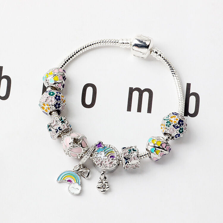 Sky-themed Heart Wreath Rainbow Pendant Alloy Bracelet(19cm) - Image 2