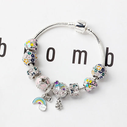 Sky-themed Heart Wreath Rainbow Pendant Alloy Bracelet(20cm) - Image 2