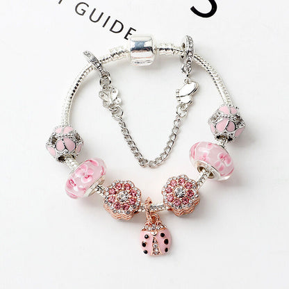 Spring Blossom Charm Bracelet with Flower Beads(18cm) - Image 3