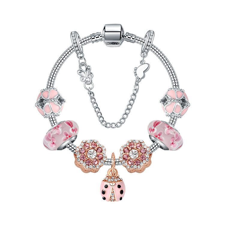 Spring Blossom Charm Bracelet with Flower Beads(19cm) - Image 2