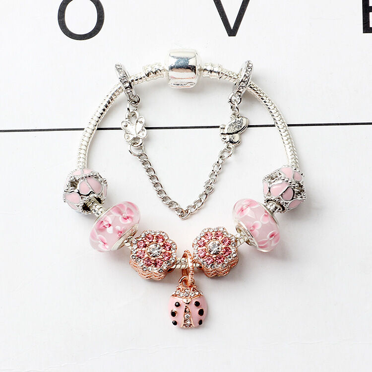 Spring Blossom Charm Bracelet with Flower Beads(19cm) - Image 5