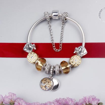 Crystal Bead & Tree of Life Pendant Bracelet with Rhinestones(20cm) - Image 4