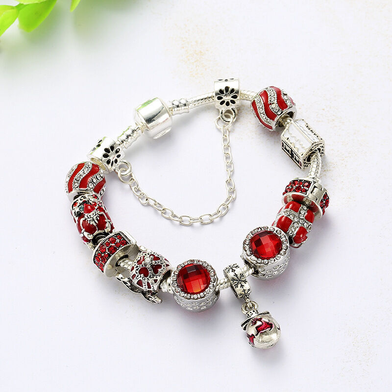Vintage Silver-Plated Zircon Beaded Bracelet(18cm) - Image 3