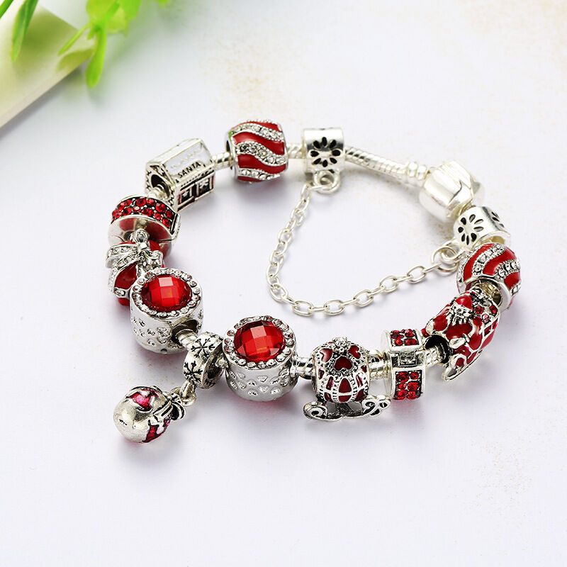Vintage Silver-Plated Zircon Beaded Bracelet(20cm) - Image 2