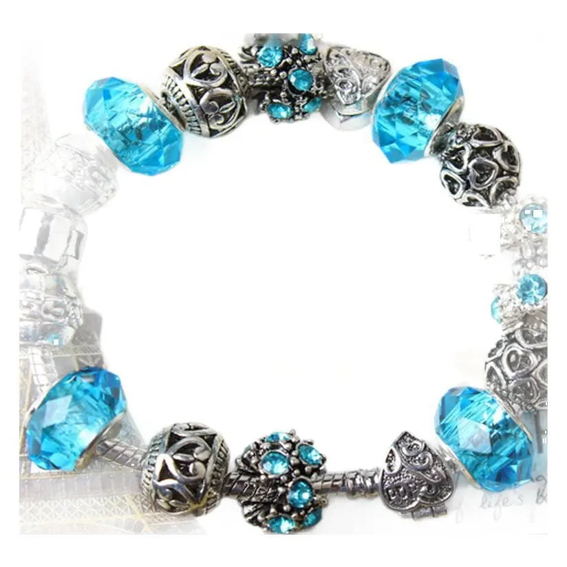 Vintage Crystal Zircon Beaded Bracelet with Hollow LOVE Alloy Pendant, Adjustable Snake Chain Bracelet(18cm+5cm) - Image 6