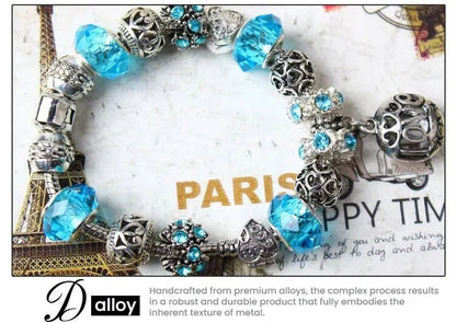 Vintage Crystal Zircon Beaded Bracelet with Hollow LOVE Alloy Pendant, Adjustable Snake Chain Bracelet(19cm+5cm) - Image 2