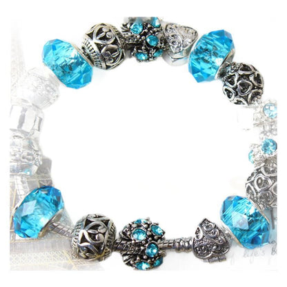 Vintage Crystal Zircon Beaded Bracelet with Hollow LOVE Alloy Pendant, Adjustable Snake Chain Bracelet(19cm+5cm) - Image 6