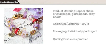 Love-Themed Beaded Bracelet with Crystal & Letter Pendant(18cm) - Image 2