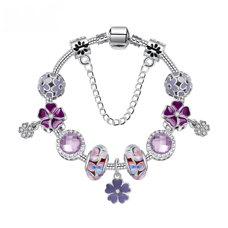 Combo Deal: Tortoise Bead, Purple Floral, Blue Starry Sky Bracelets - Mix & Match,Buy 2 for Better Price(double-19cm)
