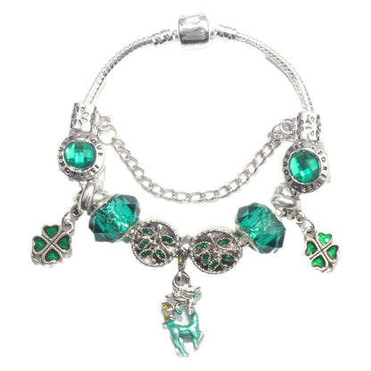 Colorful Cat Eye Glass Bead Clover Pendant Bracelet(19cm) - Image 6