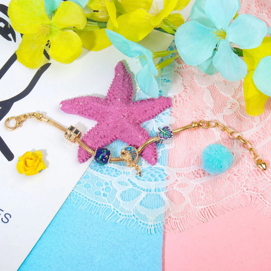 Colorful Leaf Moon Star Pendant Versatile Gold Bracelet(17cm) - Image 4