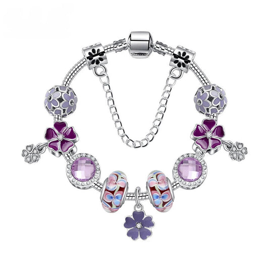 Combo Deal: Tortoise Bead, Purple Floral, Blue Starry Sky Bracelets - Mix & Match,Buy 3 for Better Price(triple-20cm)
