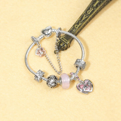Heart Charm Beaded Bracelet with Crystals(20cm) - Image 8