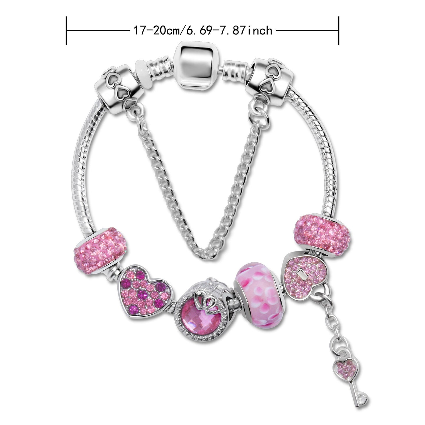 Classic Rhinestone-Inlaid Glass Bead Dreamcatcher Bracelet(pink-18cm) - Image 2