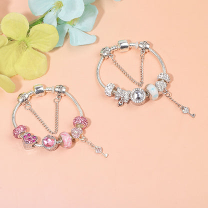 Classic Rhinestone-Inlaid Glass Bead Dreamcatcher Bracelet(pink-18cm) - Image 8