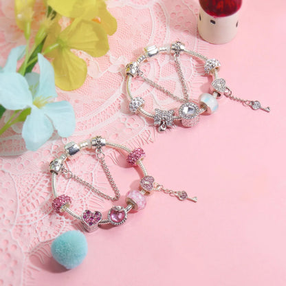 Classic Rhinestone-Inlaid Glass Bead Dreamcatcher Bracelet(pink-20cm) - Image 4