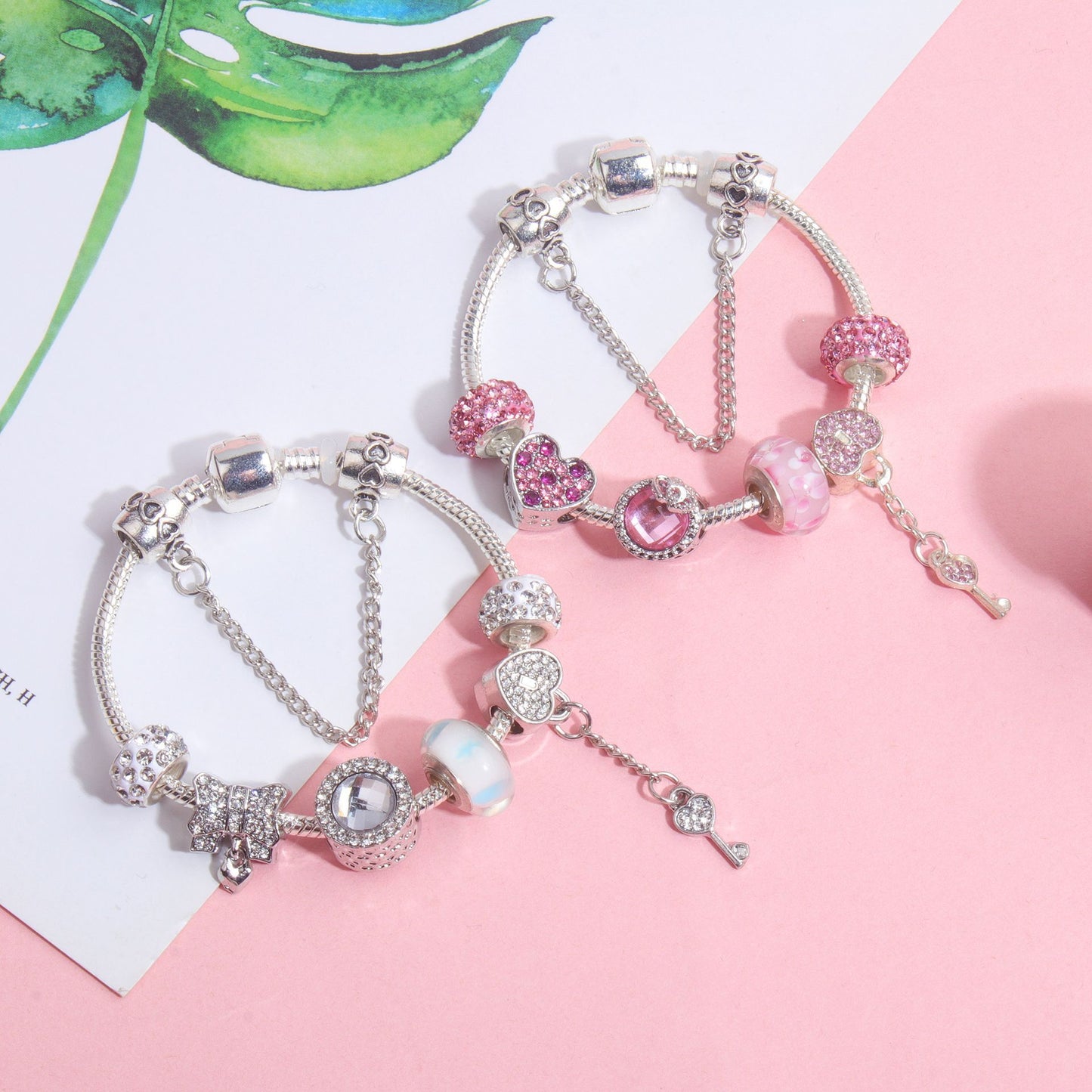 Classic Rhinestone-Inlaid Glass Bead Dreamcatcher Bracelet(silver-17cm) - Image 5