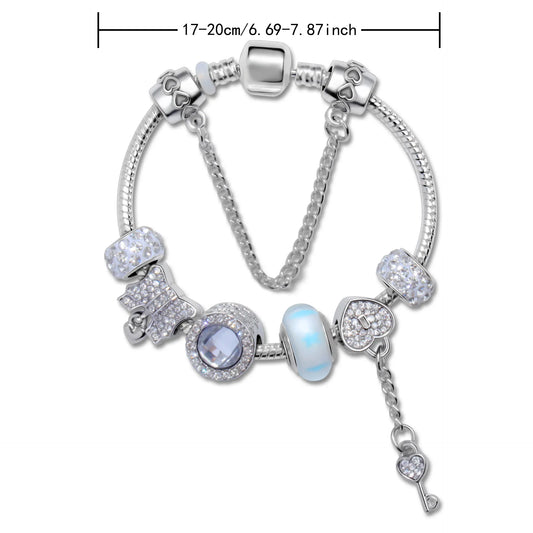 Classic Rhinestone-Inlaid Glass Bead Dreamcatcher Bracelet(silver-19cm) - Image 2