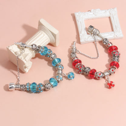 Ethnic Crystal Bead DIY Bracelet blue Alloy Electroplated Big Bead Bracelet(18cm) - Image 6